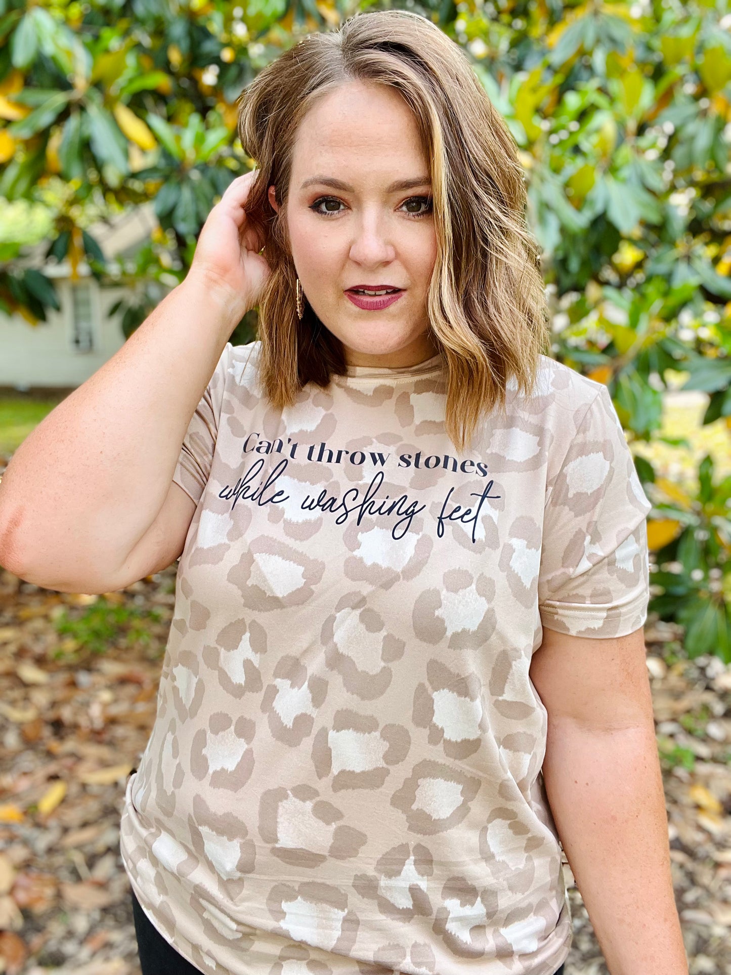 Can’t Throw Stones on Leopard Tee