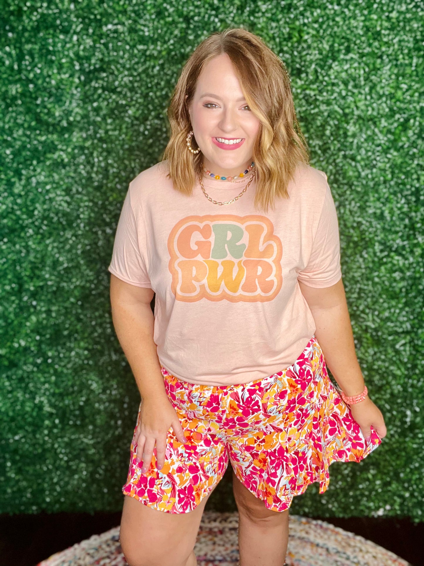 GRL Power Tee on Peach