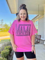 Checkered Mama on Bubblegum Pink