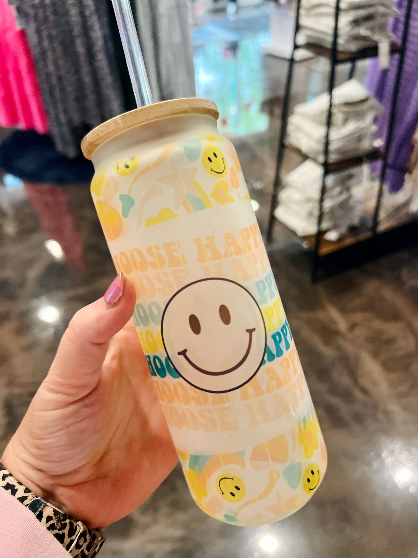 25 oz Choose Happy Frosted Glass Can