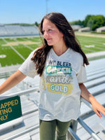 "We Bleed" School Colors V-Neck Tee on Oatmeal (Customizable)