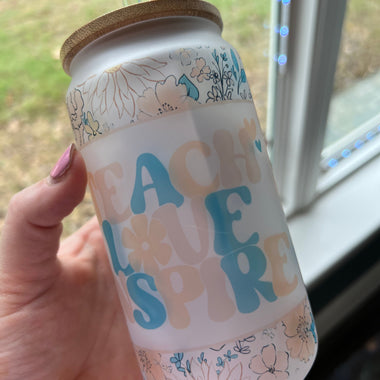 16 oz Teacher Frosted Glass Cans (Multiple Styles)