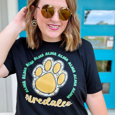 Airedale Paw Tee on Black