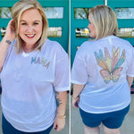 Mama Starburst V-Neck on White (Front/Back)