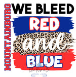 "We Bleed" School Colors V-Neck Tee on Oatmeal (Customizable)