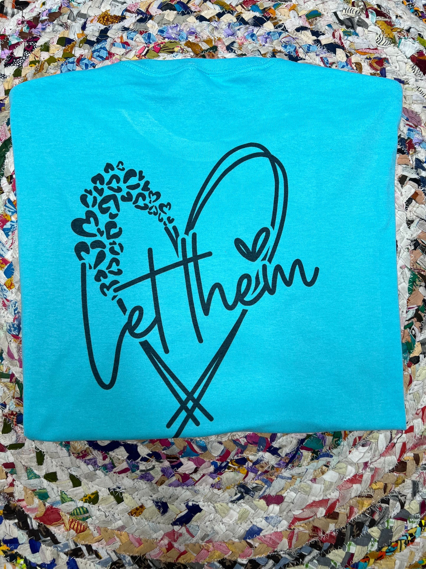 “Let Them” Leopard Tee on Neon Blue (Front/Back)