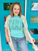 Mama Varsity Sage Tee on Mint Green