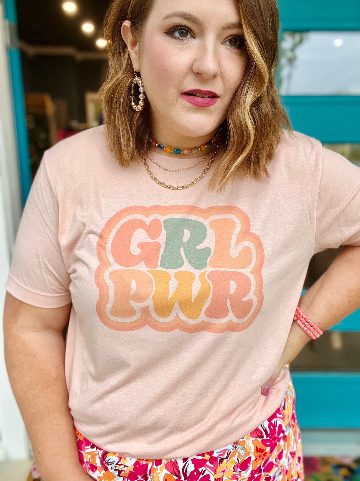GRL Power Tee on Peach