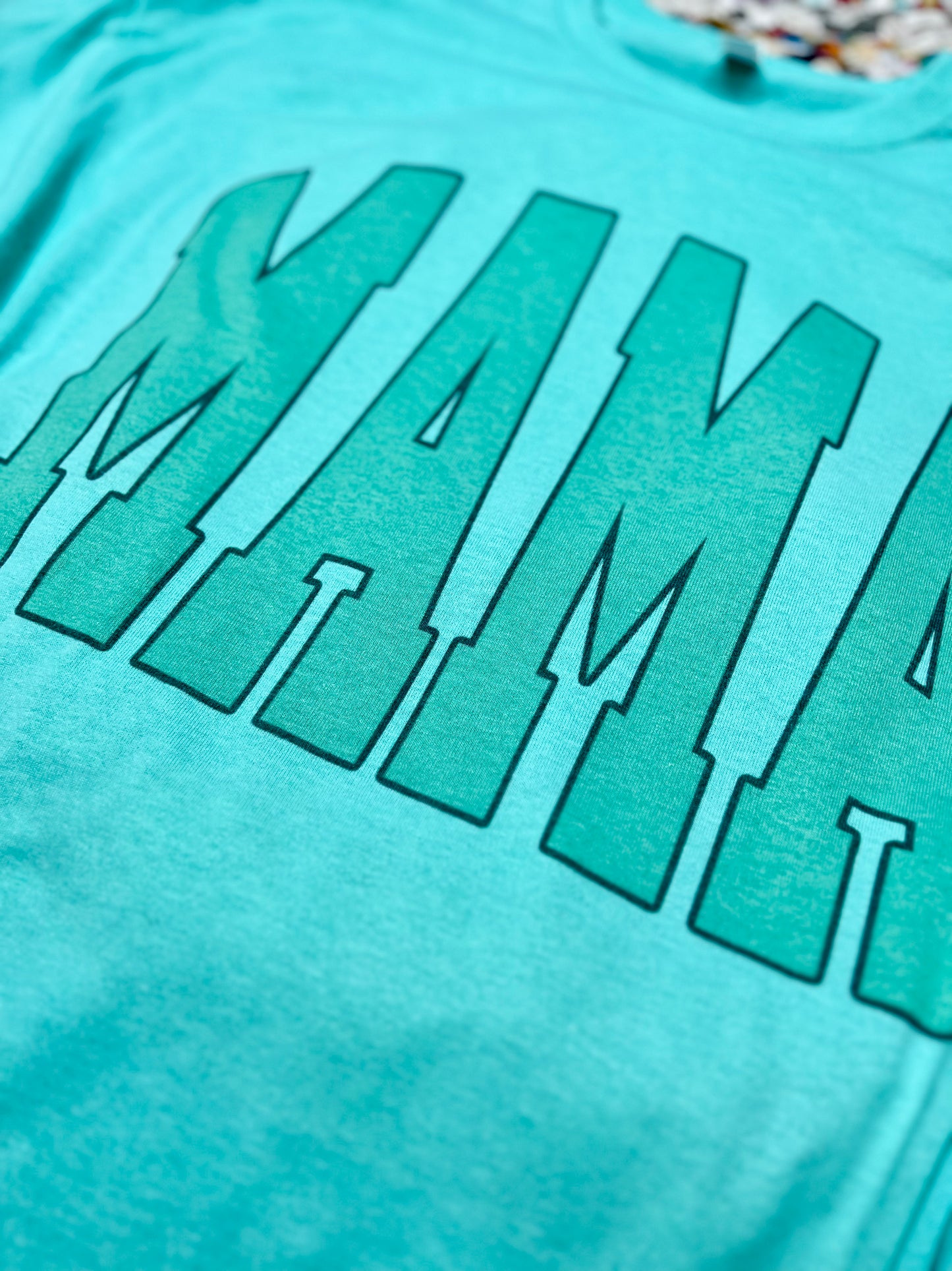 Mama Varsity Sage Tee on Mint Green