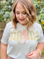 Rocker Mama Tee on Oatmeal V-Neck