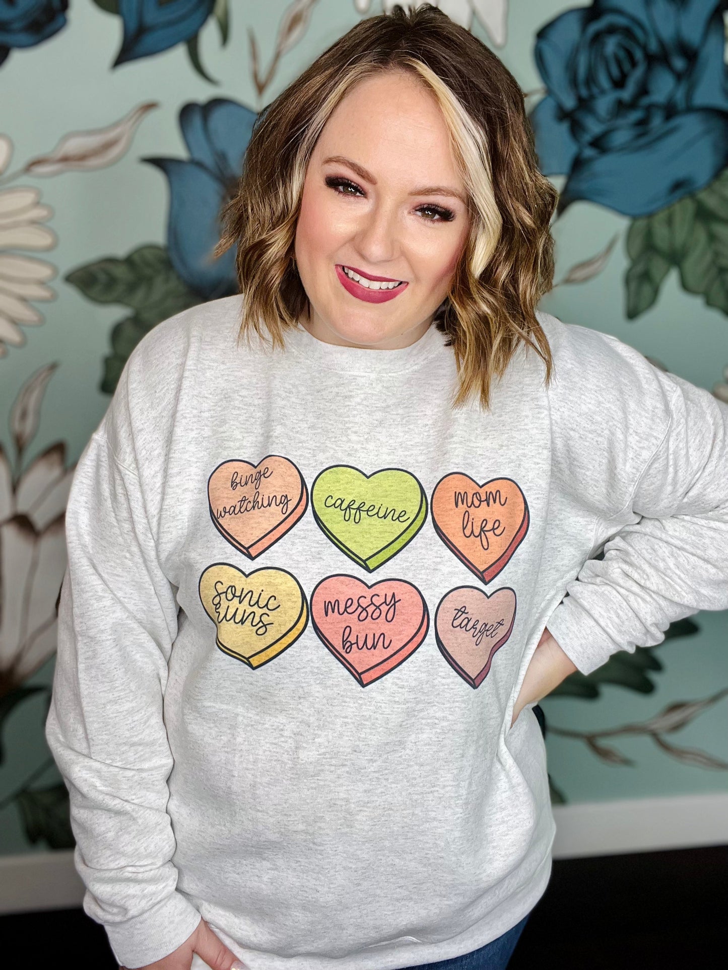 Mom Life Hearts on Light Gray