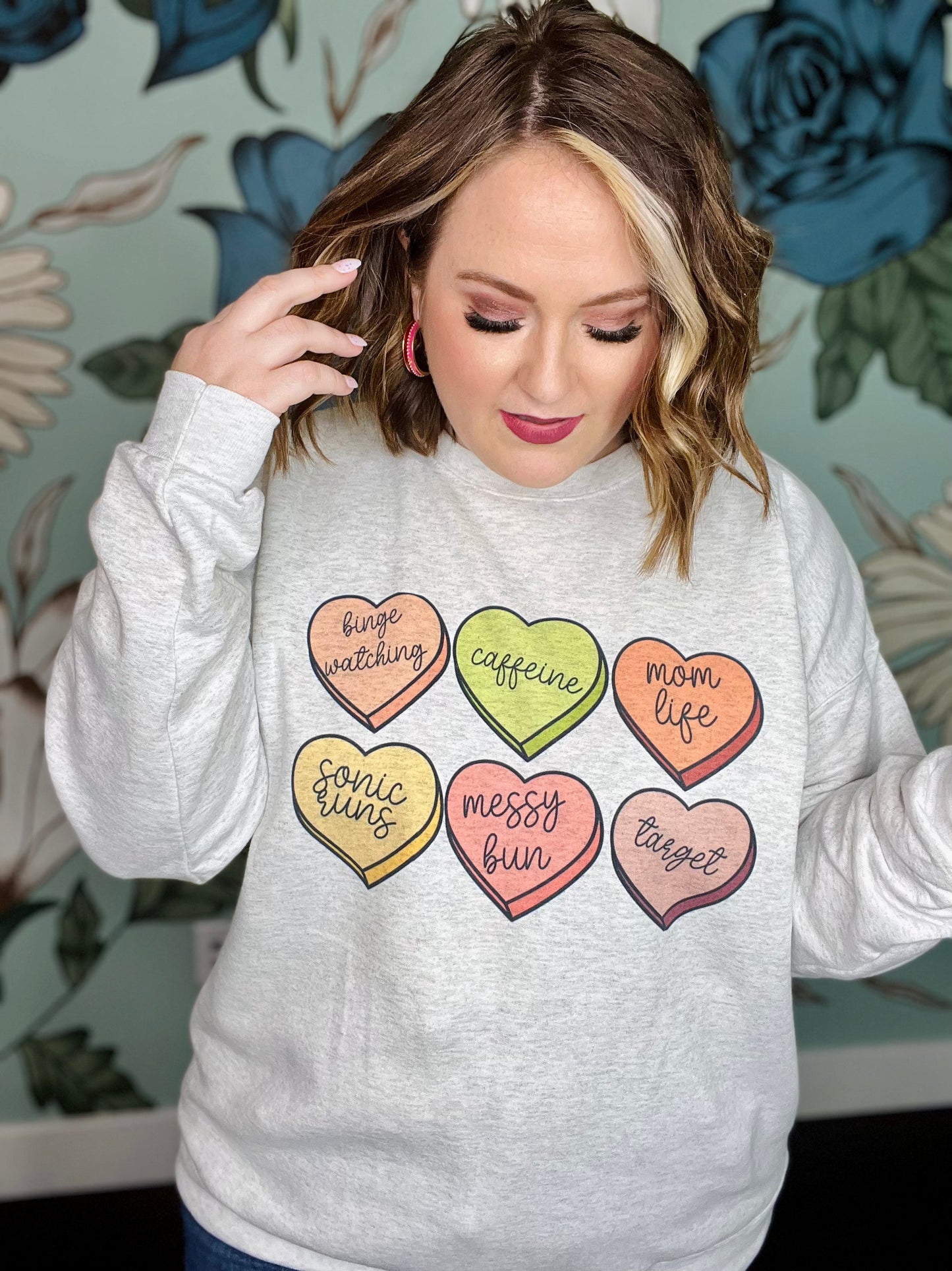 Mom Life Hearts on Light Gray
