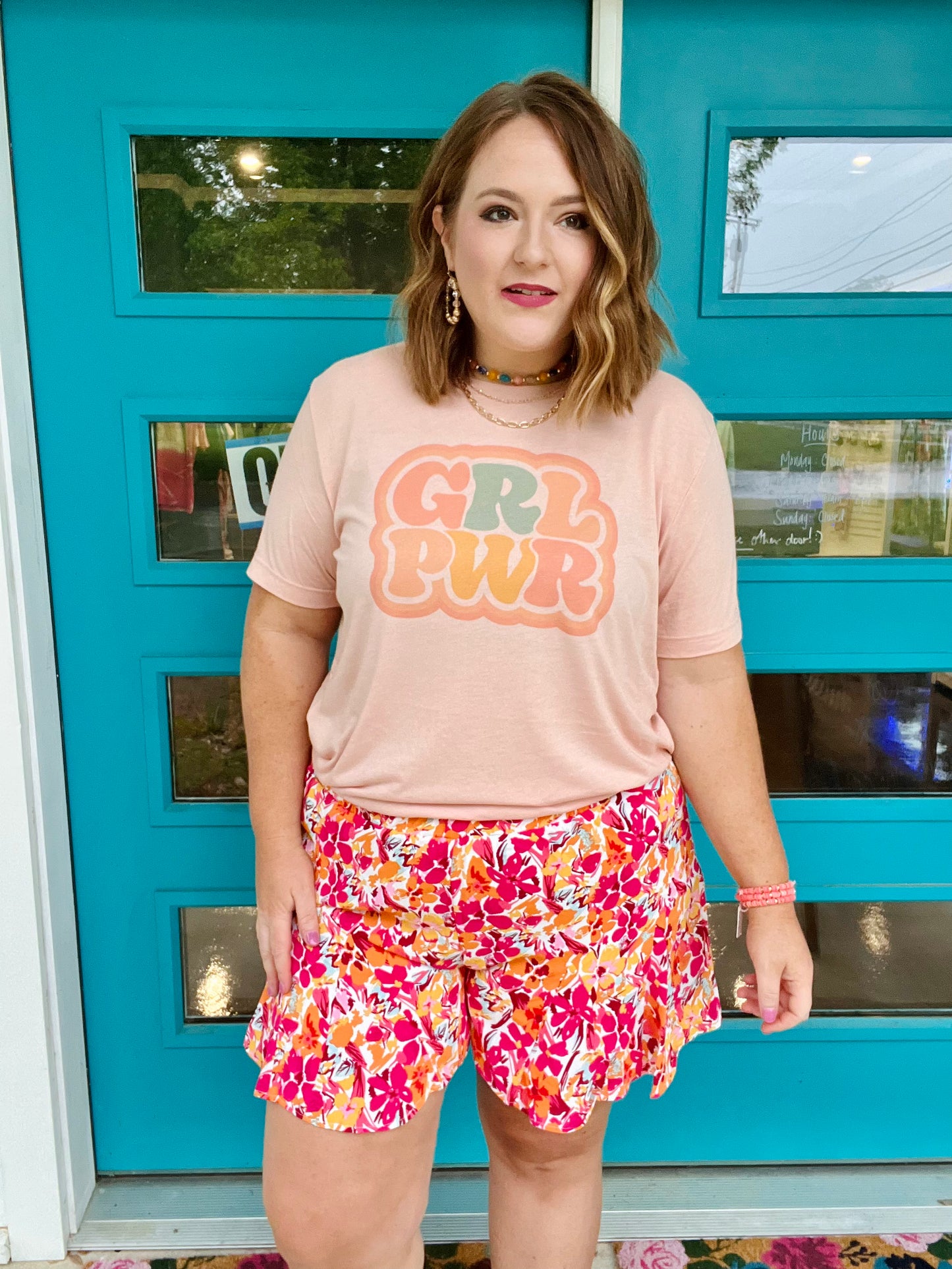 GRL Power Tee on Peach