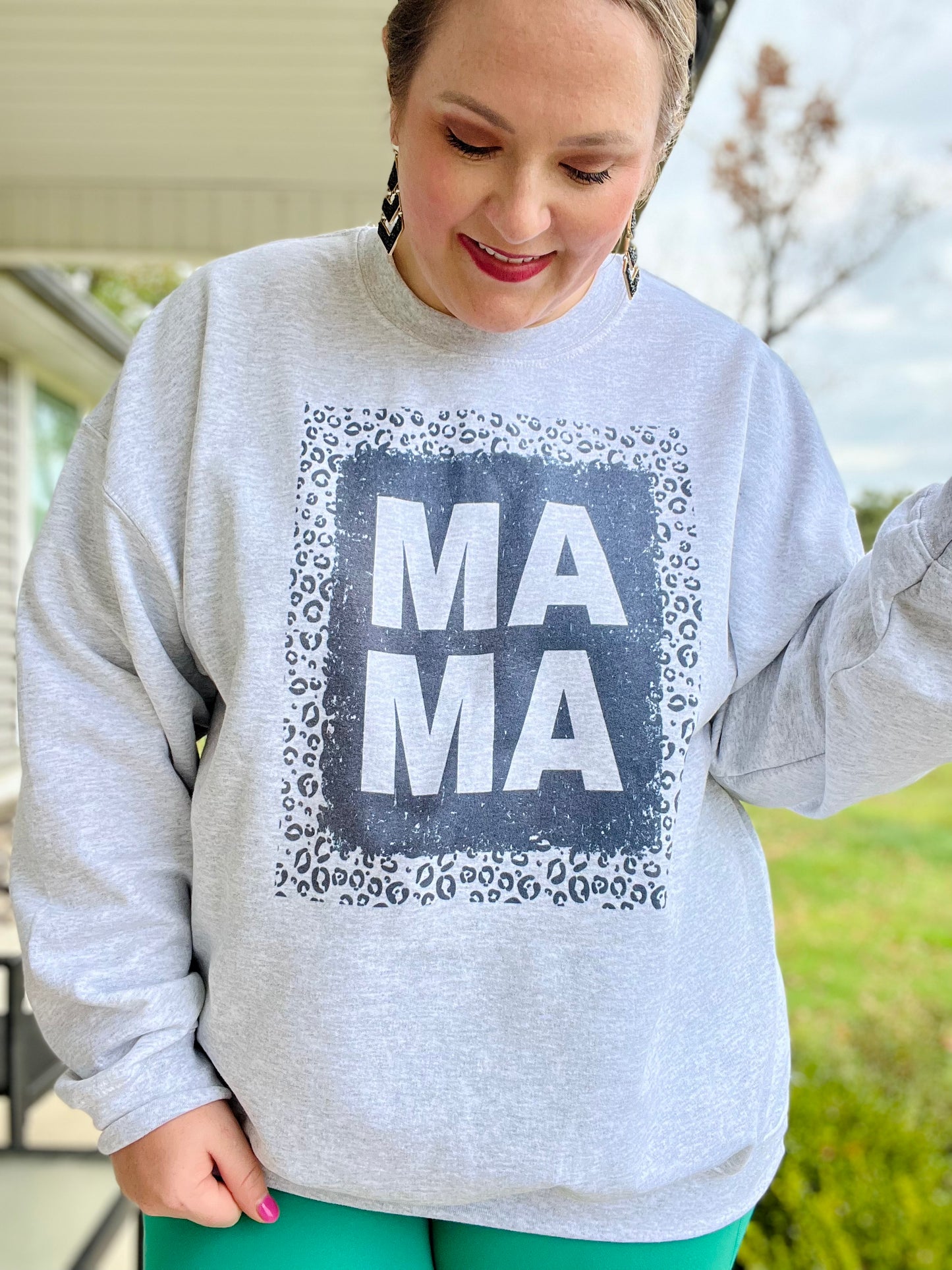 Mama Leopard Sweatshirt in Ash (with or without splatter)