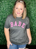 Babe Tee on Black Leopard