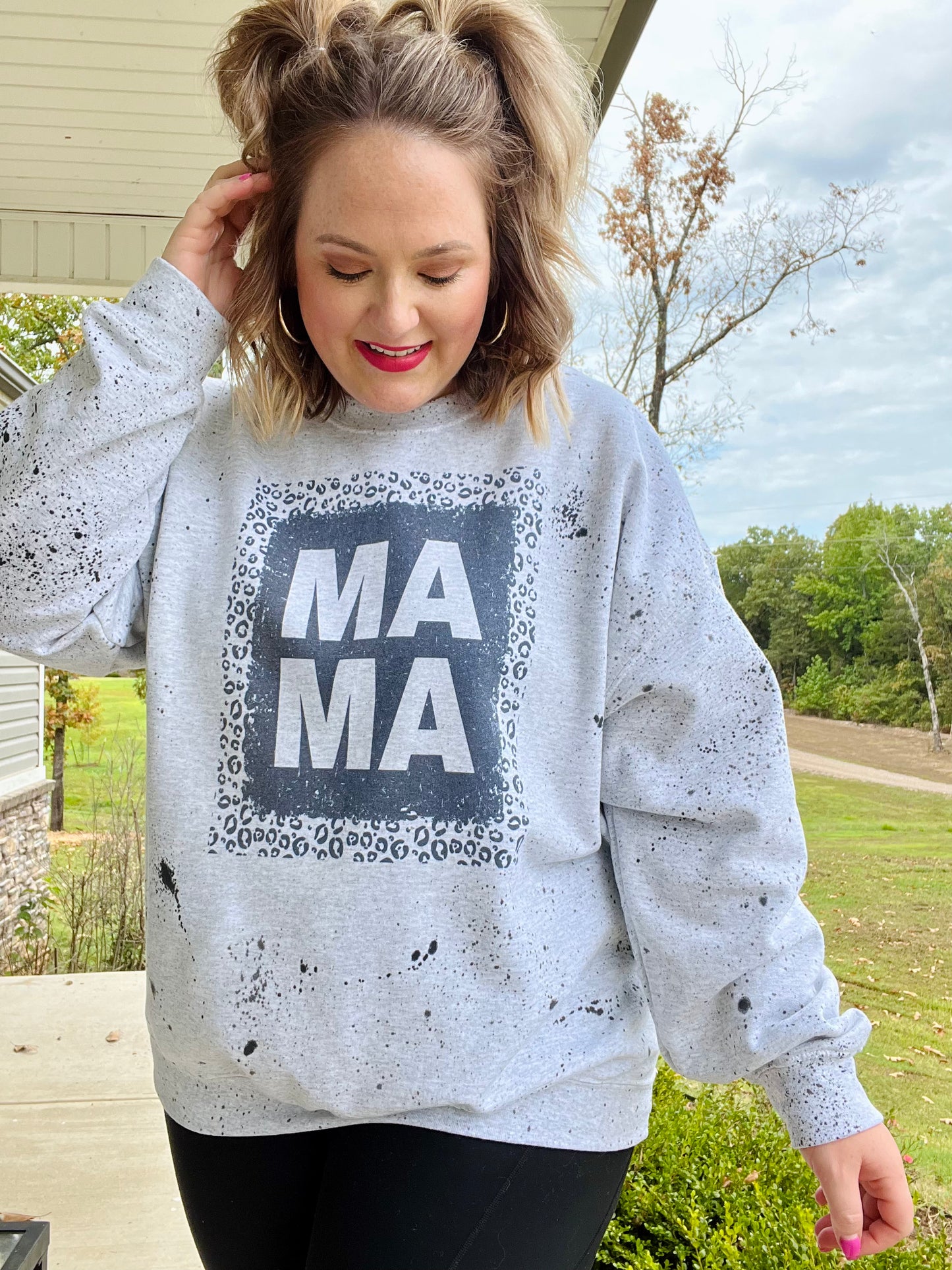Mama Leopard Sweatshirt in Ash (with or without splatter)