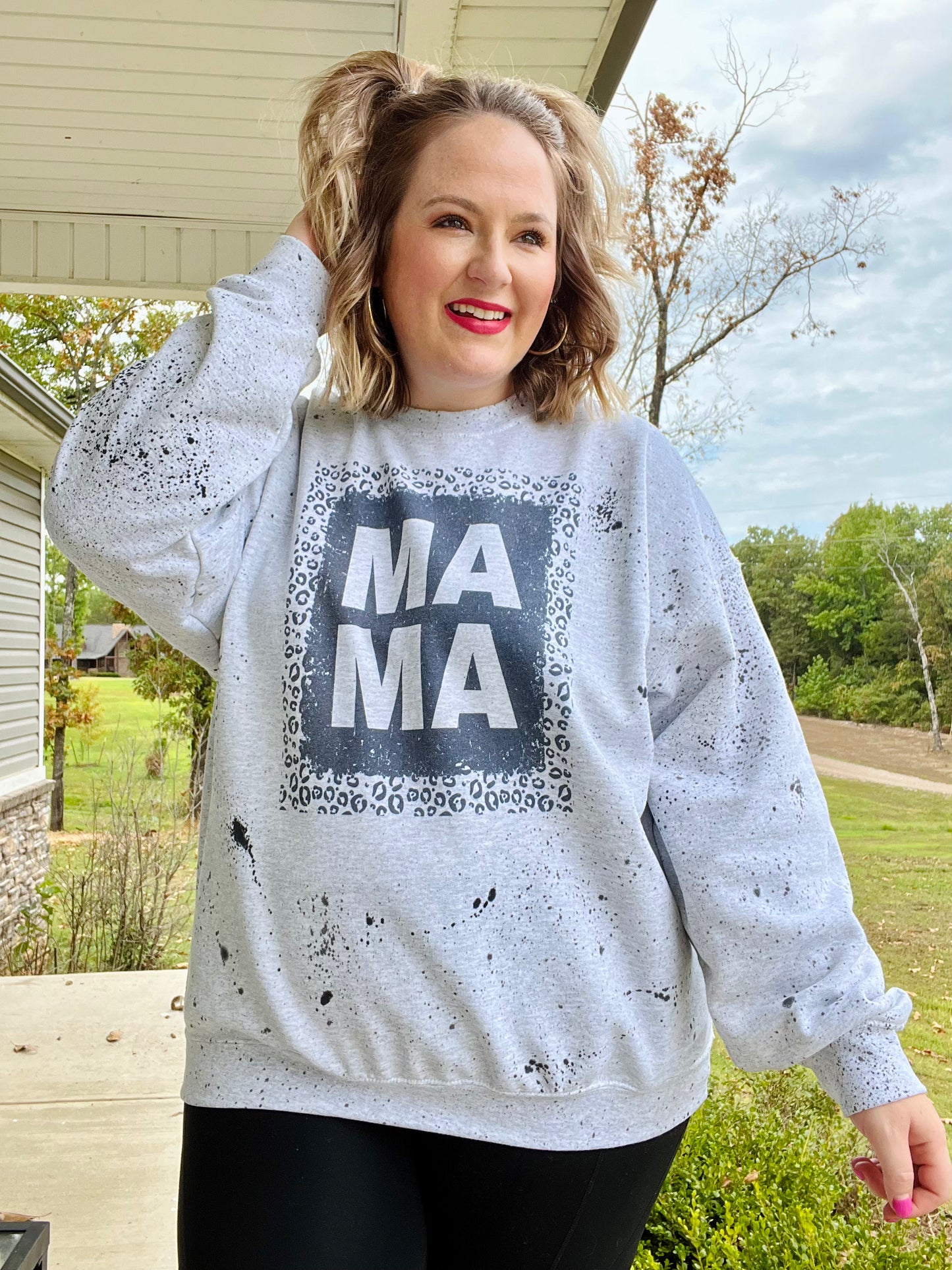 Mama Leopard Sweatshirt in Ash (with or without splatter)