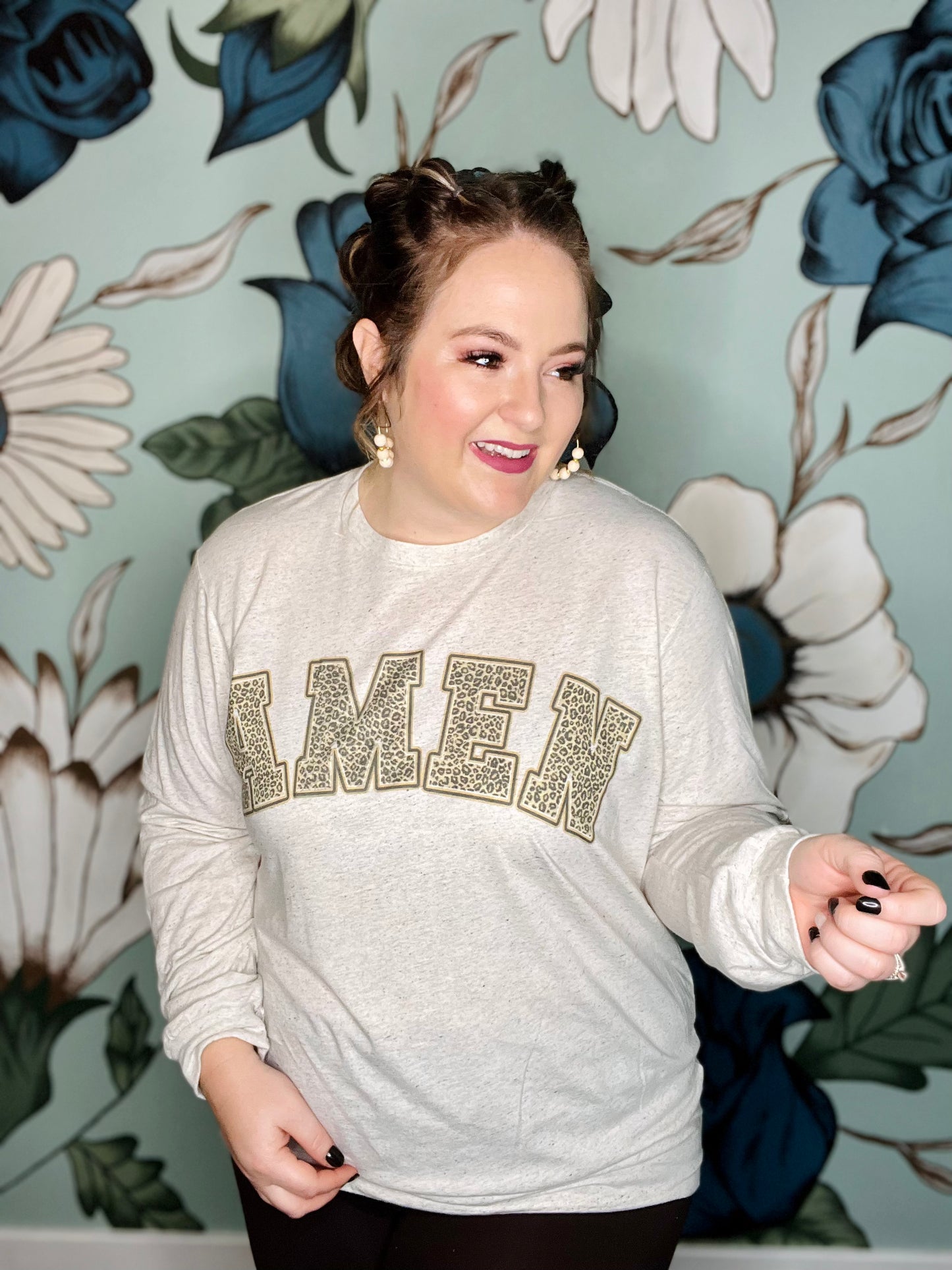 AMEN Leopard on Oatmeal Long Sleeve