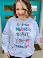 Reindeer Lights Sweatshirt with Black Splatter