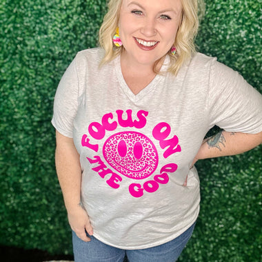 Focus on the Good Heathered V-Neck