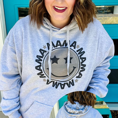 Mama Smiley Hoodie with Printed Hood