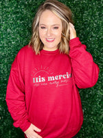 Mercies Sweatshirt on Dark Red