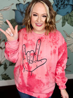 ASL Love Hand Dyed Sweatshirt in Red