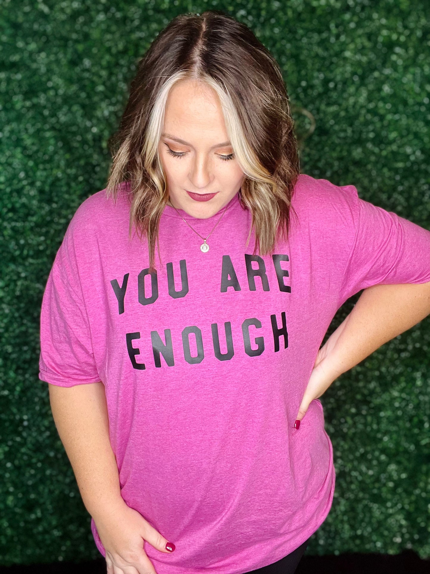 You Are Enough Tee on Berry