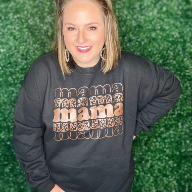 Rose Gold Mama Foil on Black Sweatshirt