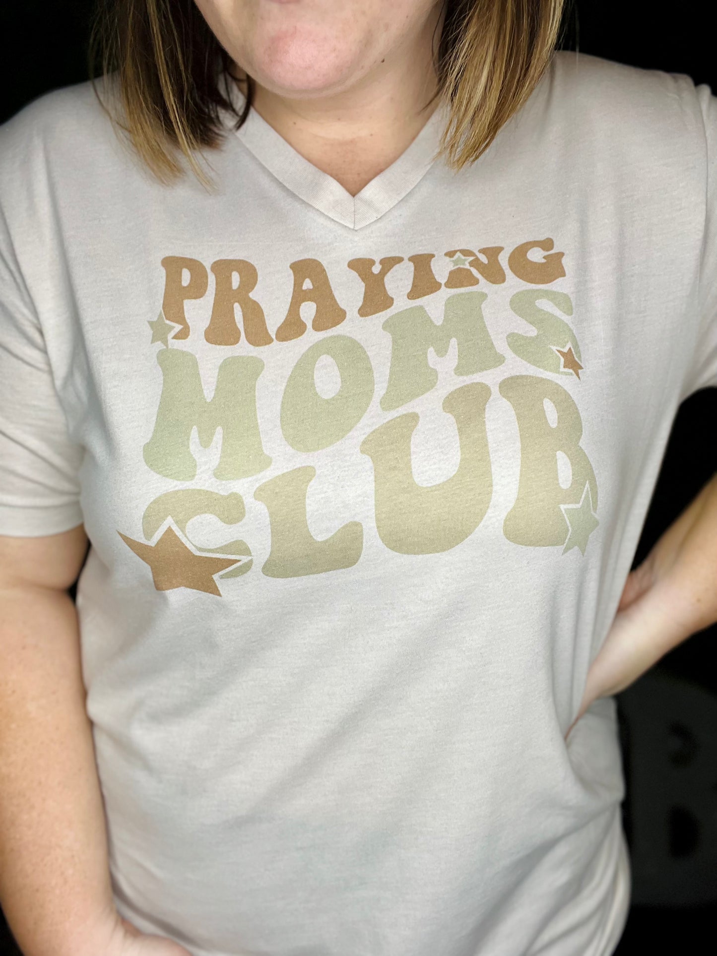 Praying Mom’s Club on Cream V-Neck