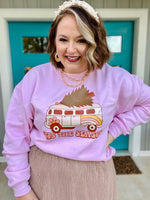 Tis the Season Retro Sweatshirt on Light Pink