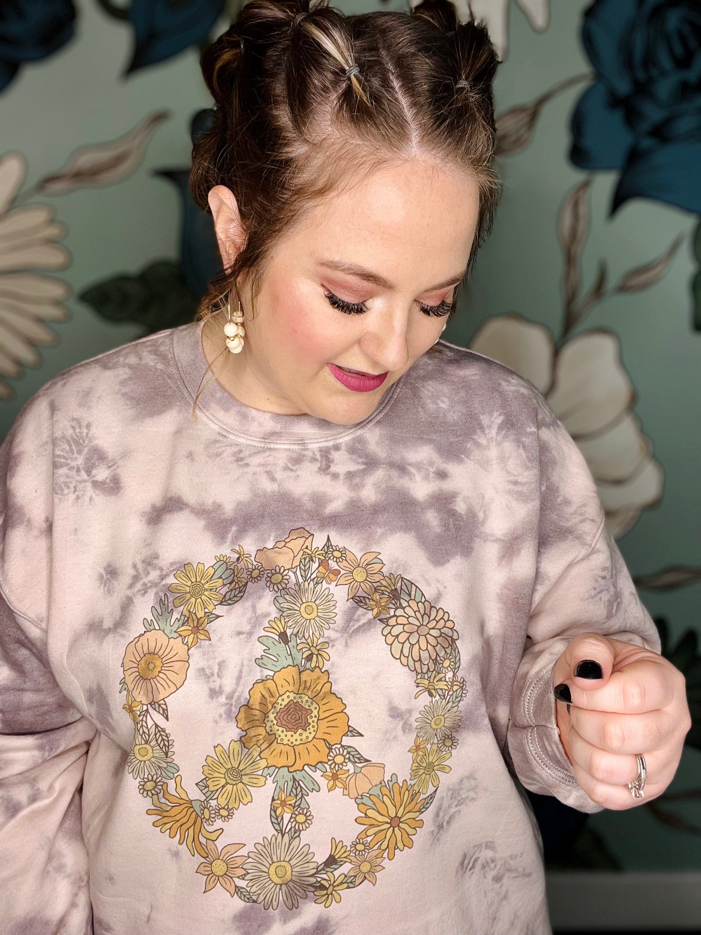 Boho Peace Sign Hand Dyed Sweatshirt