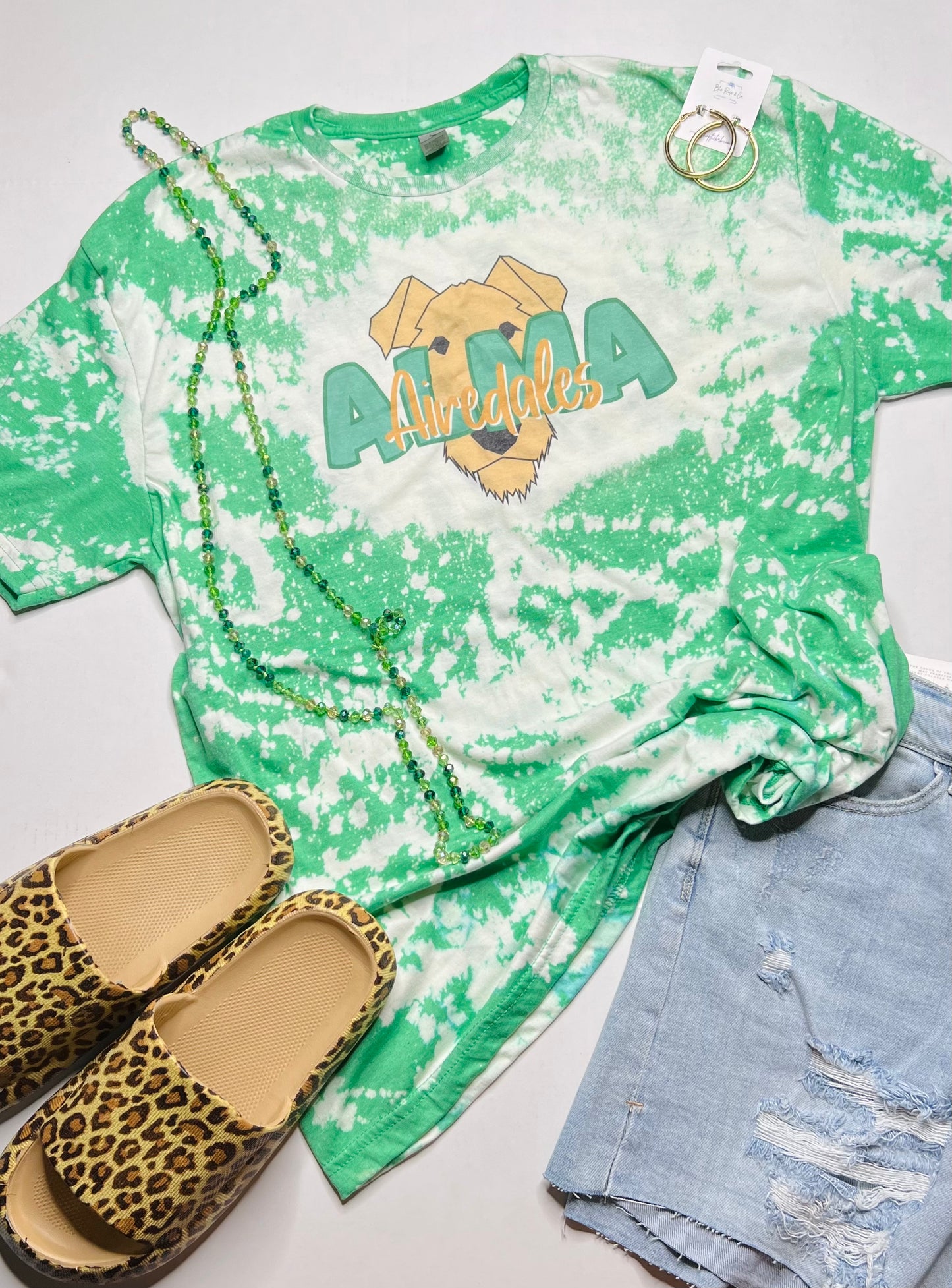 Airedale Bleached Tee in Green