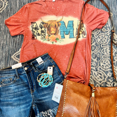 Bleached Mama Cow Print Tee