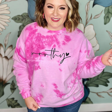 Worthy Hand Dyed Sweatshirt in Pink