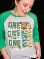 One Family School Spirit Raglan Tee(Any Mascot)