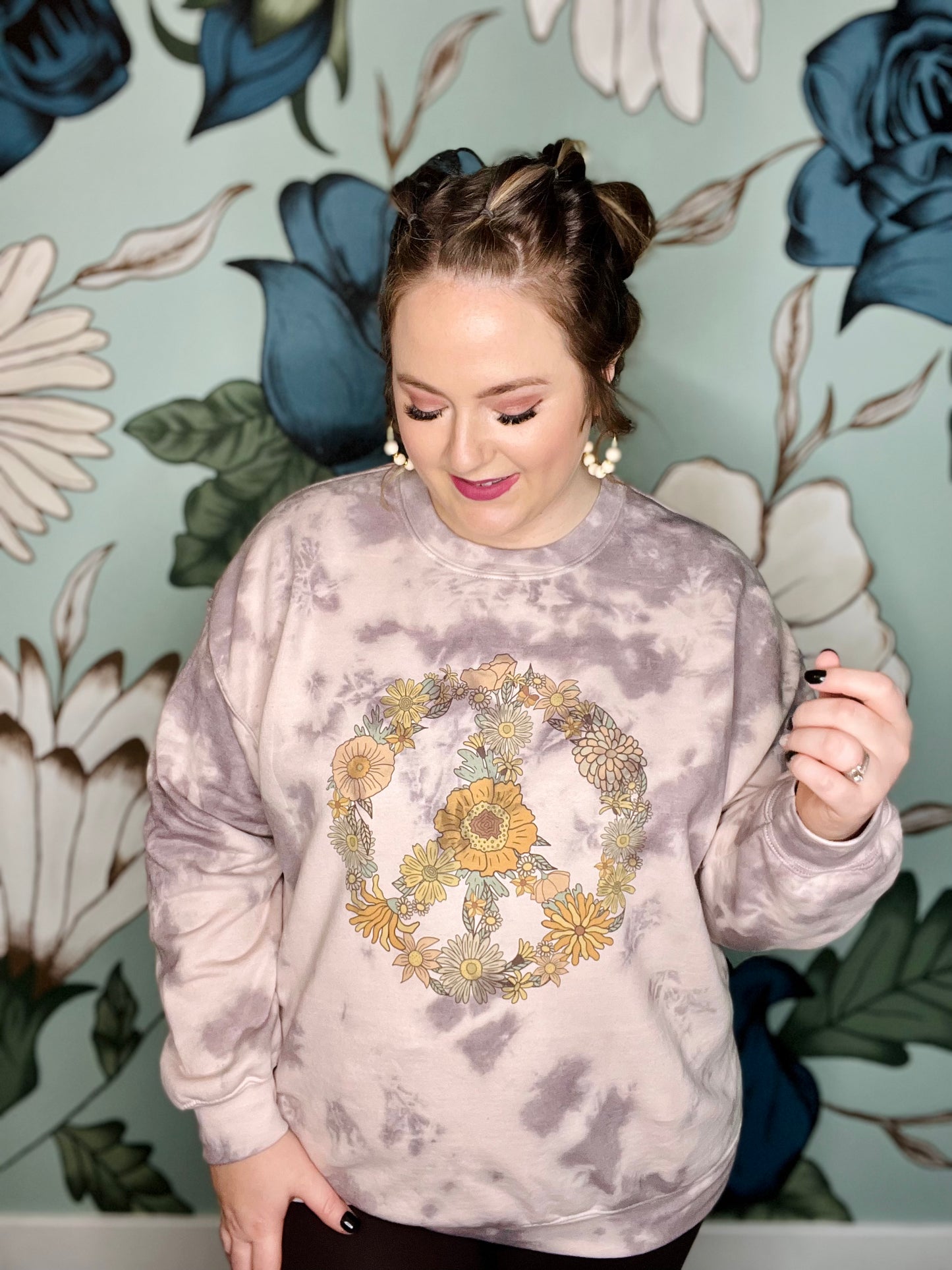 Boho Peace Sign Hand Dyed Sweatshirt