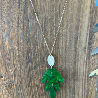 3 Leaf Green Acrylic Necklace
