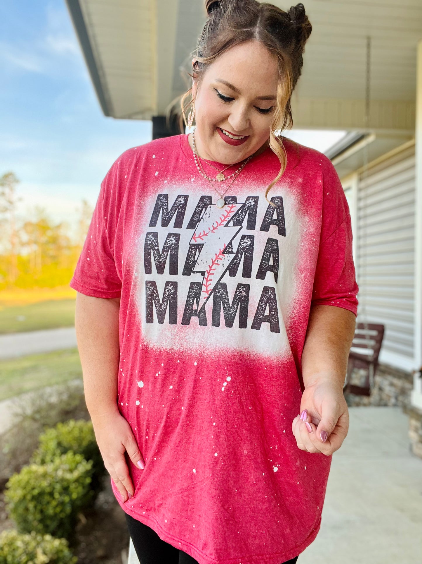 Mama Lightning Bleached Tee (Baseball)