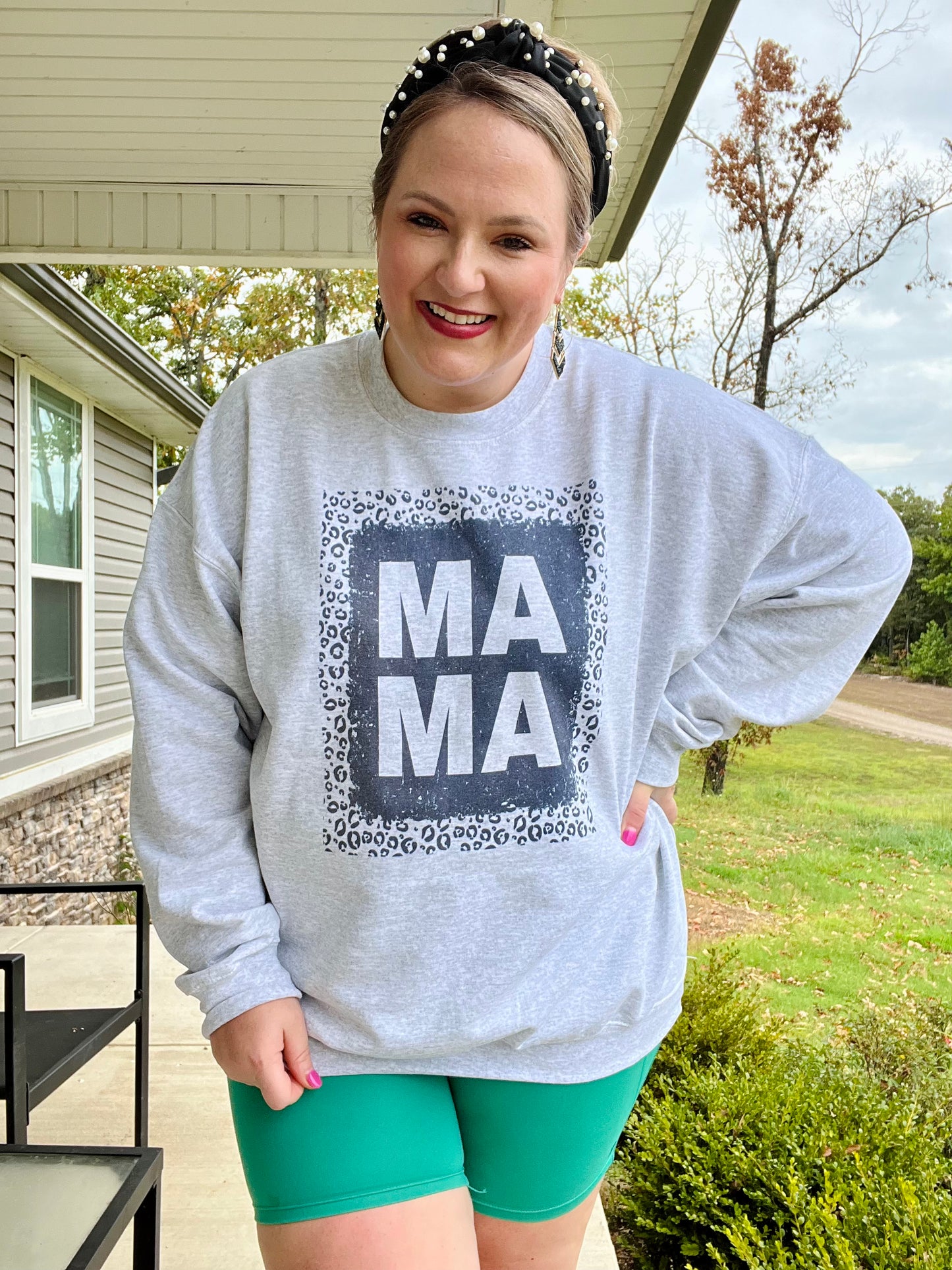 Mama Leopard Sweatshirt in Ash (with or without splatter)
