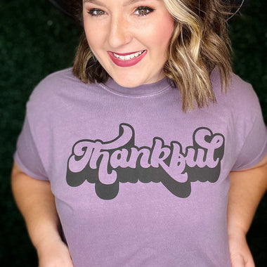 Thankful Puff Print on Comfort Colors Tee