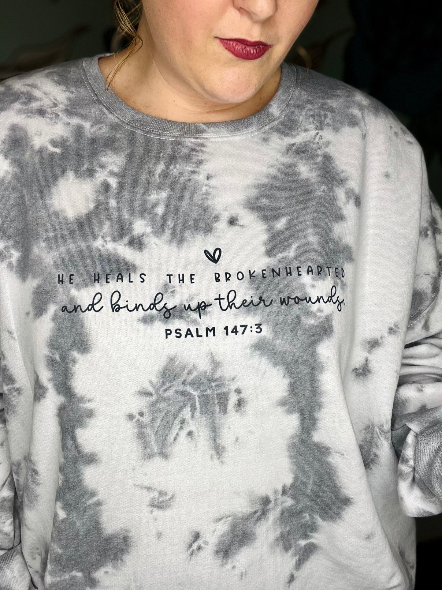 He Heals Hand Dyed Tee on Gray