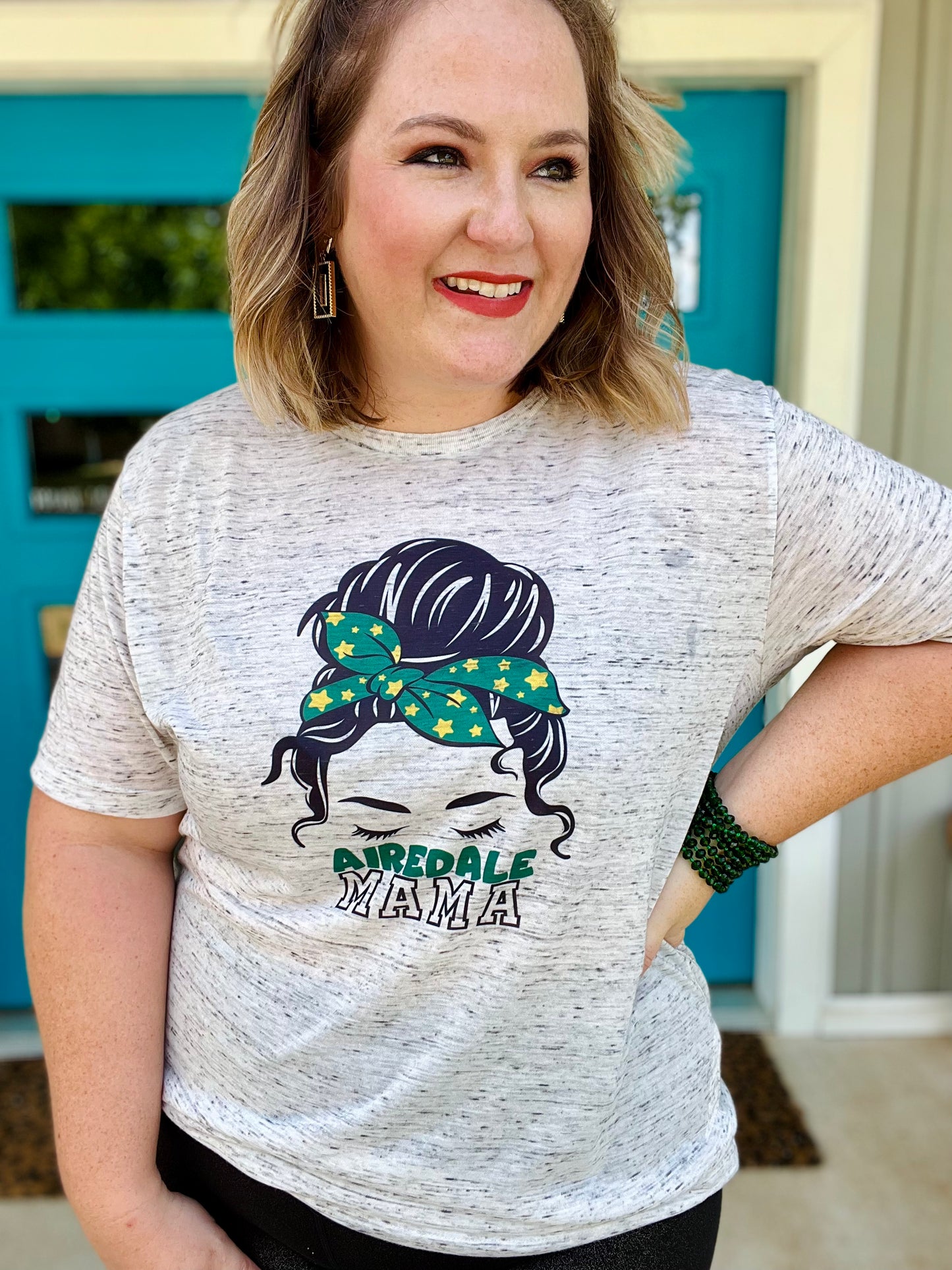 Airedale/Pointer Mama on White Marble