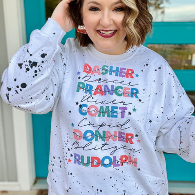 Reindeer Lights Sweatshirt with Black Splatter