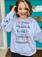 Reindeer Lights Sweatshirt with Black Splatter