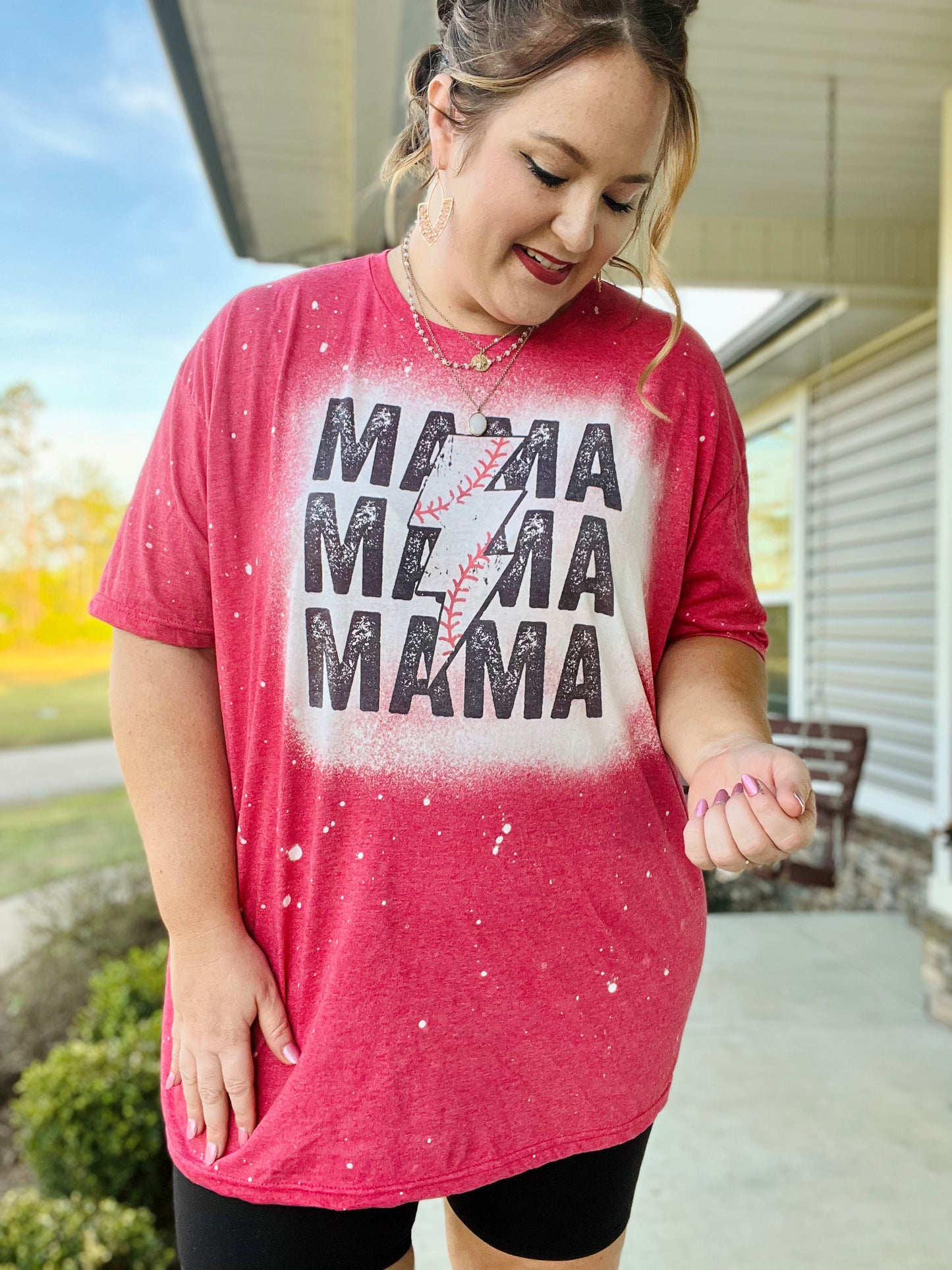 Mama Lightning Bleached Tee (Baseball)