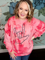 ASL Love Hand Dyed Sweatshirt in Red
