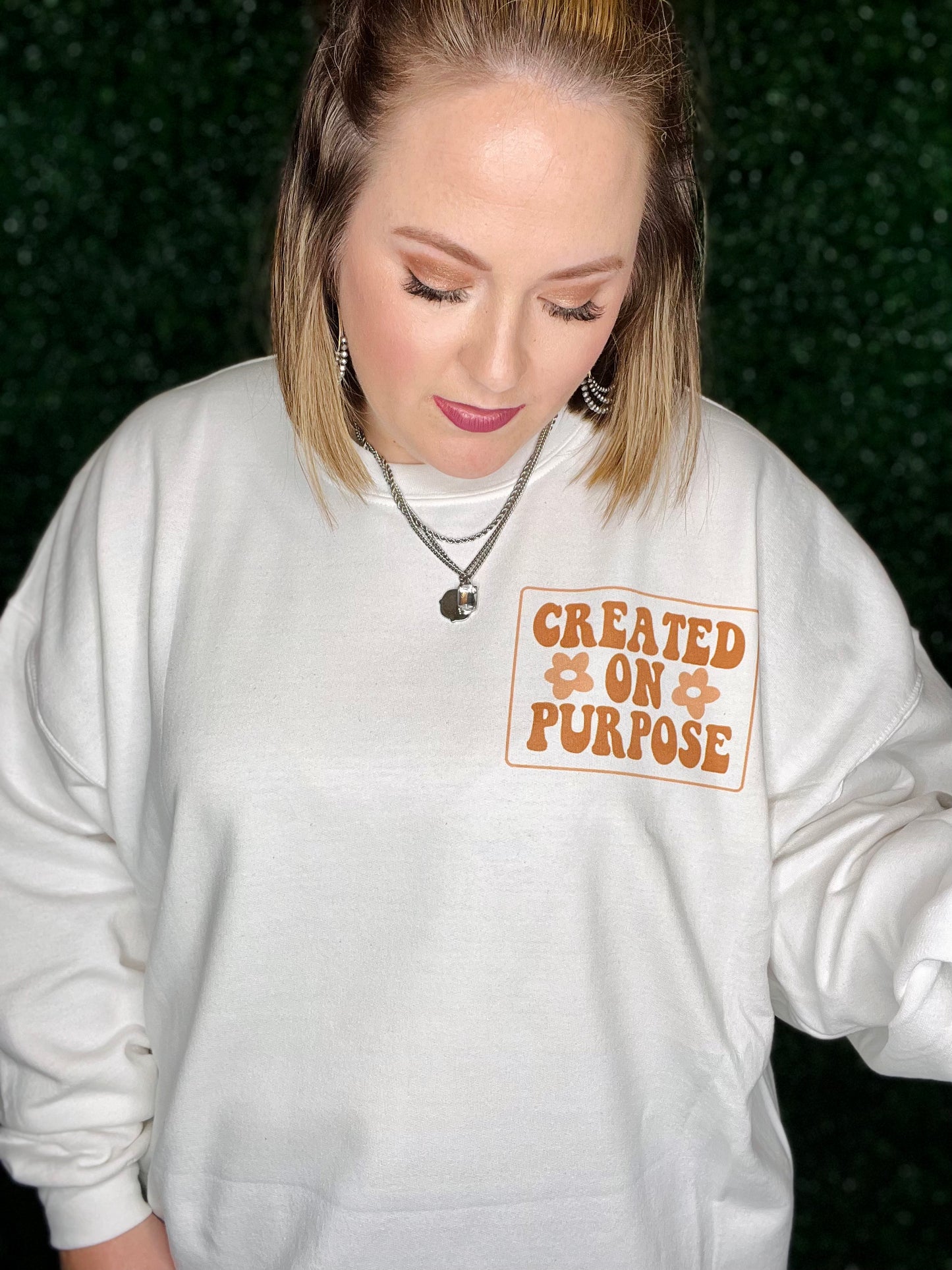 Created on Purpose Sweatshirt on White (Front/Back)