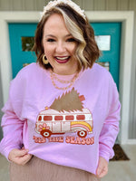 Tis the Season Retro Sweatshirt on Light Pink