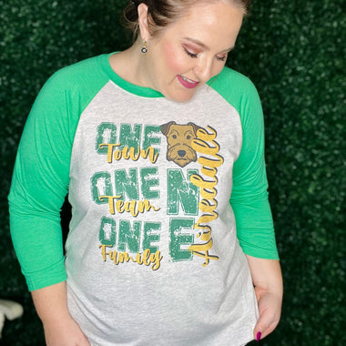 One Family School Spirit Raglan Tee(Any Mascot)